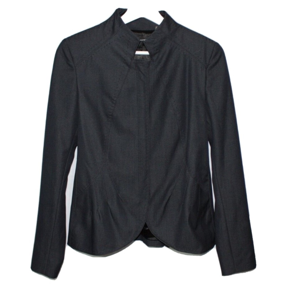 TAHARI Jacket  Womens 4 Metallic Black Blazer Full Zip Lined Pleating Notched